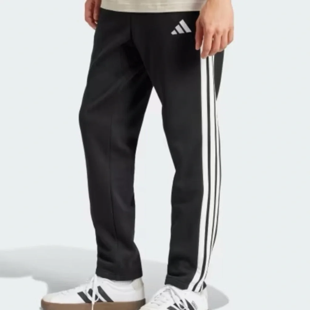 Adidas Black 3-Stripes open hem sweatpants